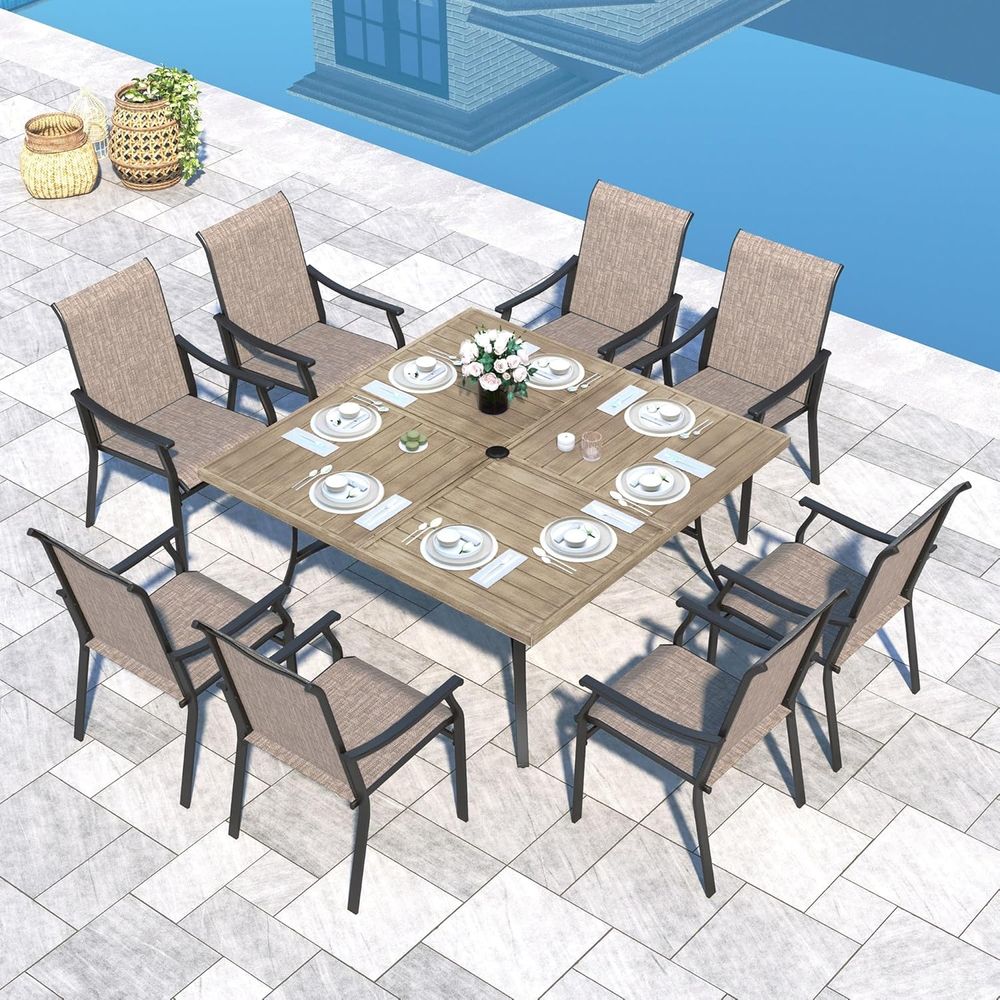 Outdoor Furniture Quick Dry - 9 Parçalı Veranda Yemek Takımı, 8
