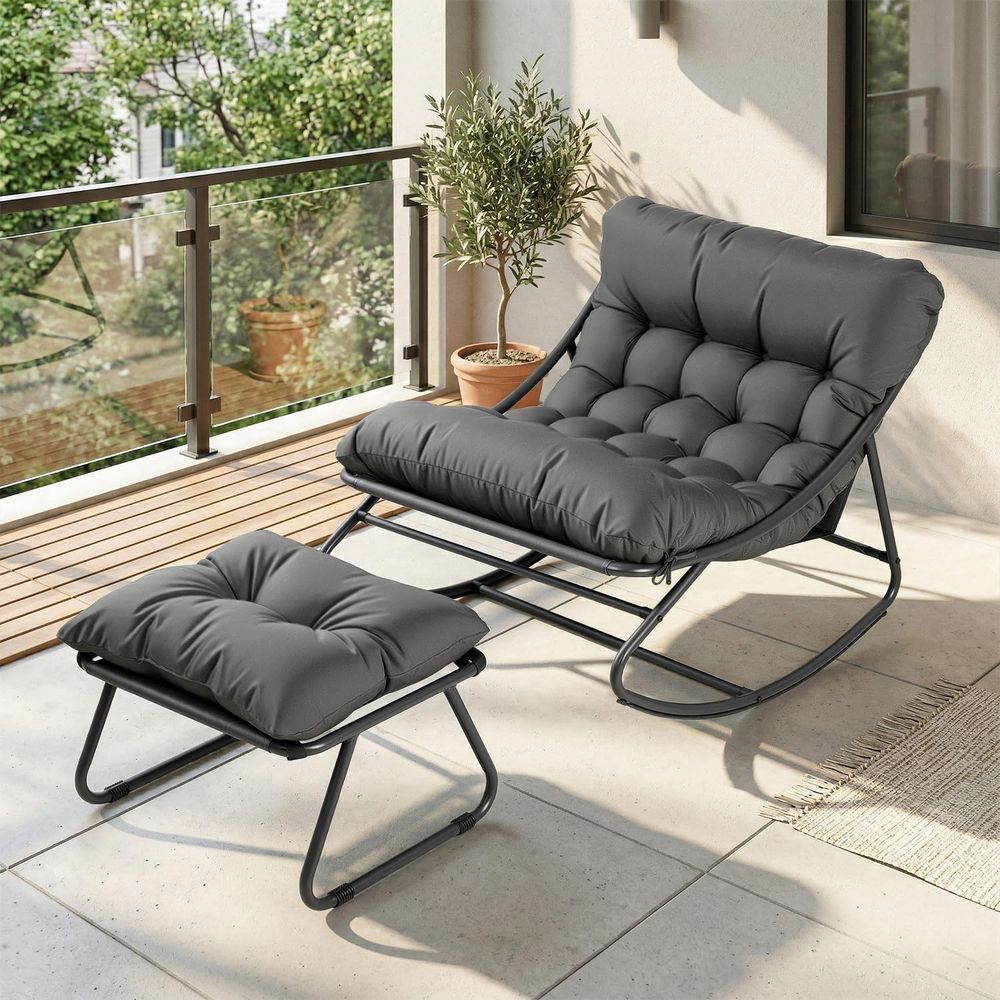 Outdoor Furniture Without Cushions - Ottomanlı Büyük Boy Papasan Sallanan Sandalye,