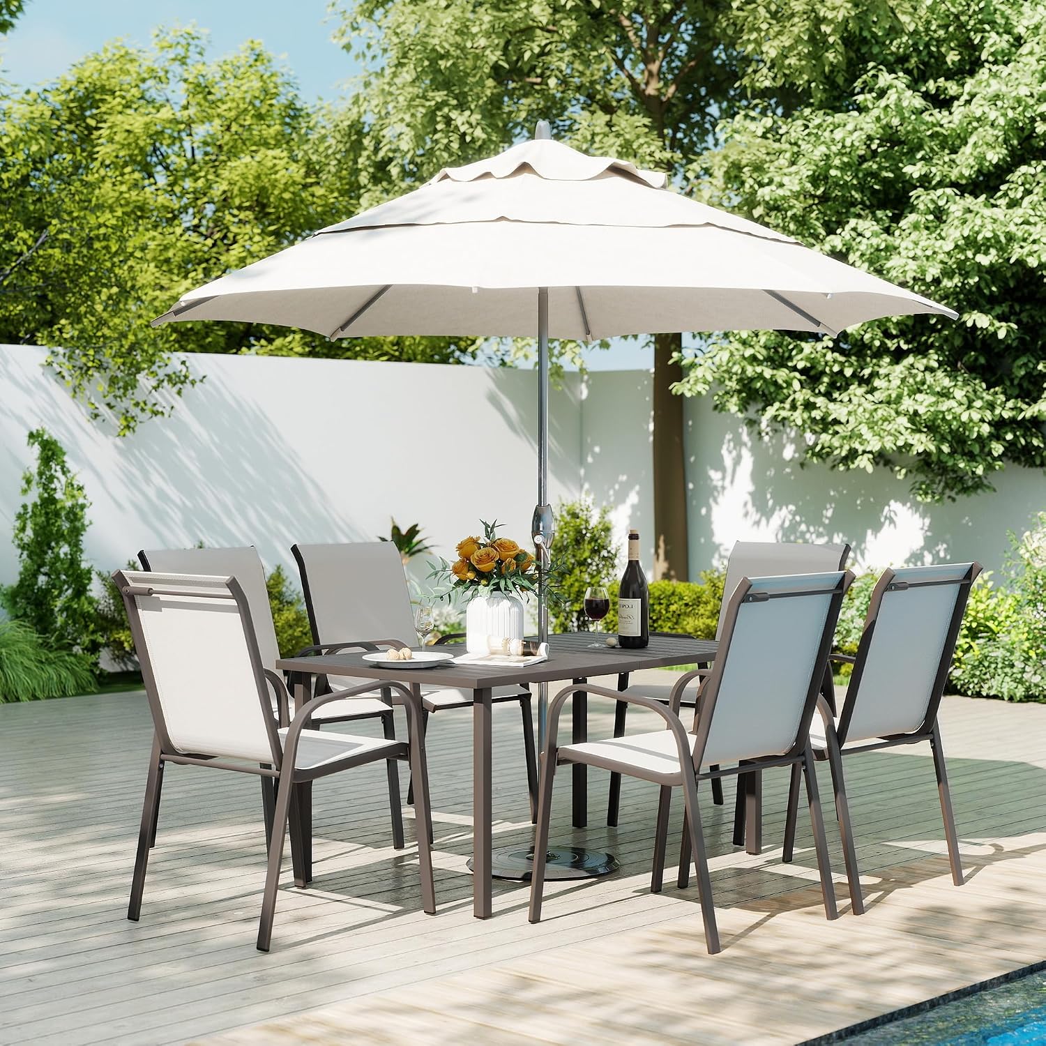 Outdoor Furniture Quick Dry - Açık Alan Veranda Yemek Takımı, 6