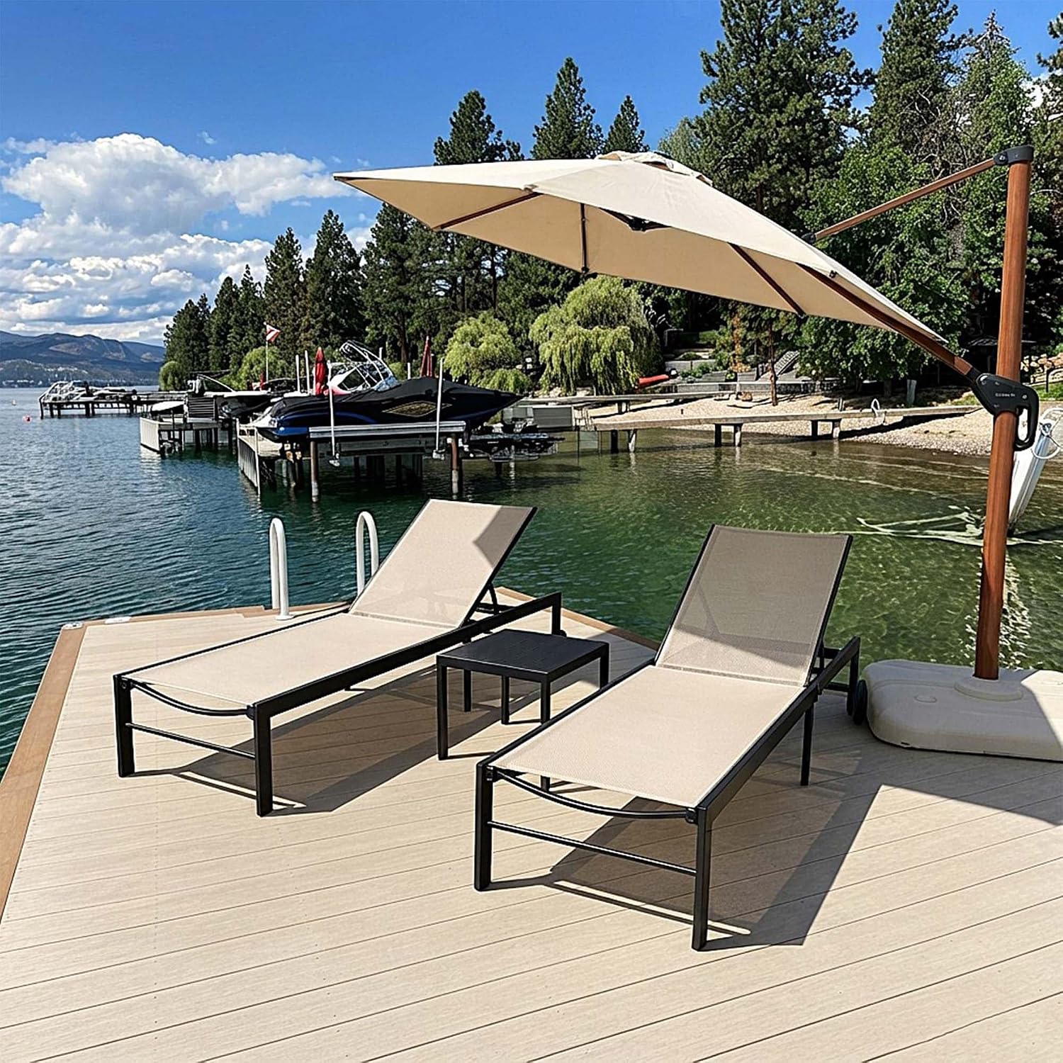 Outdoor Furniture Quick Dry - Tekerlekli ve Masalı Açık Hava Şezlong