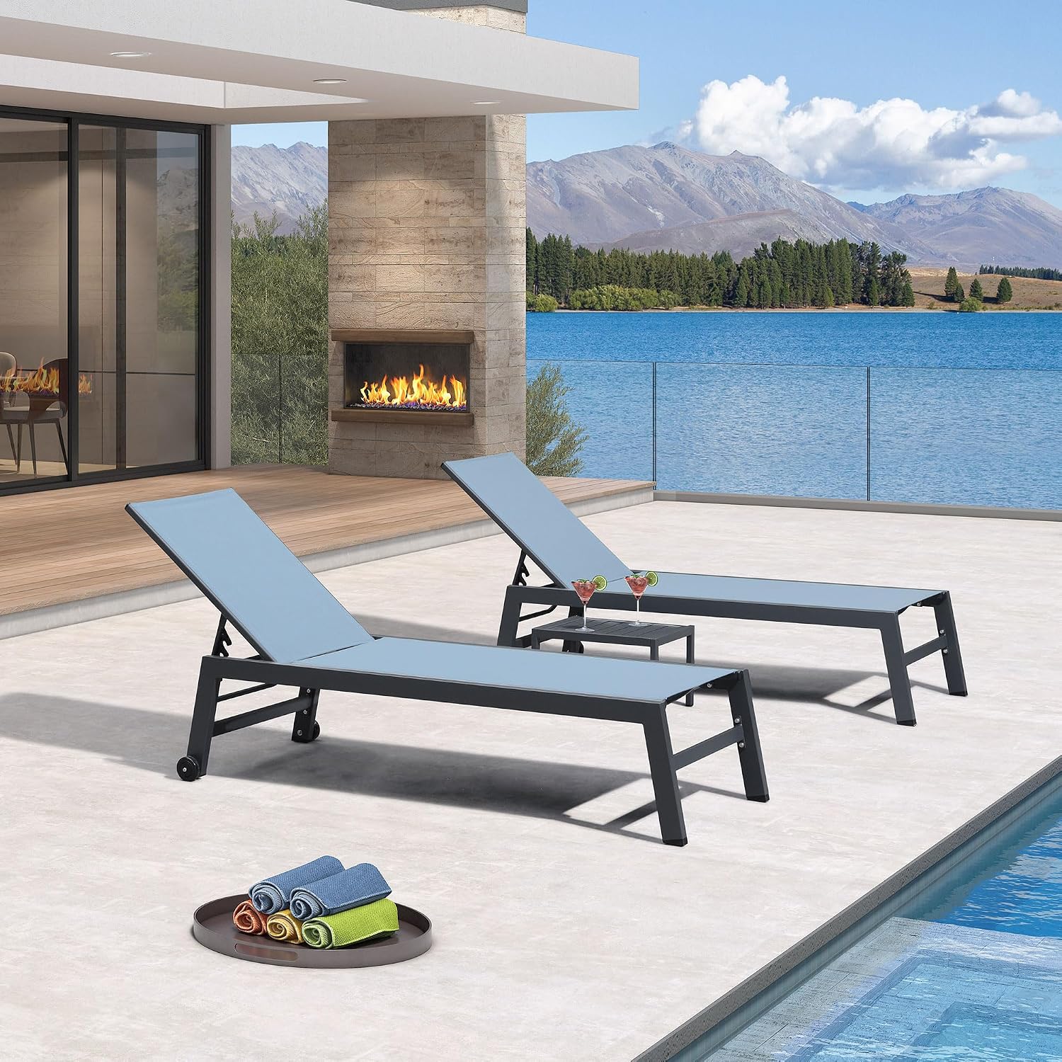 Outdoor Furniture Quick Dry - Hızlı Kuruyan Textilene 2 Kişilik Şezlong