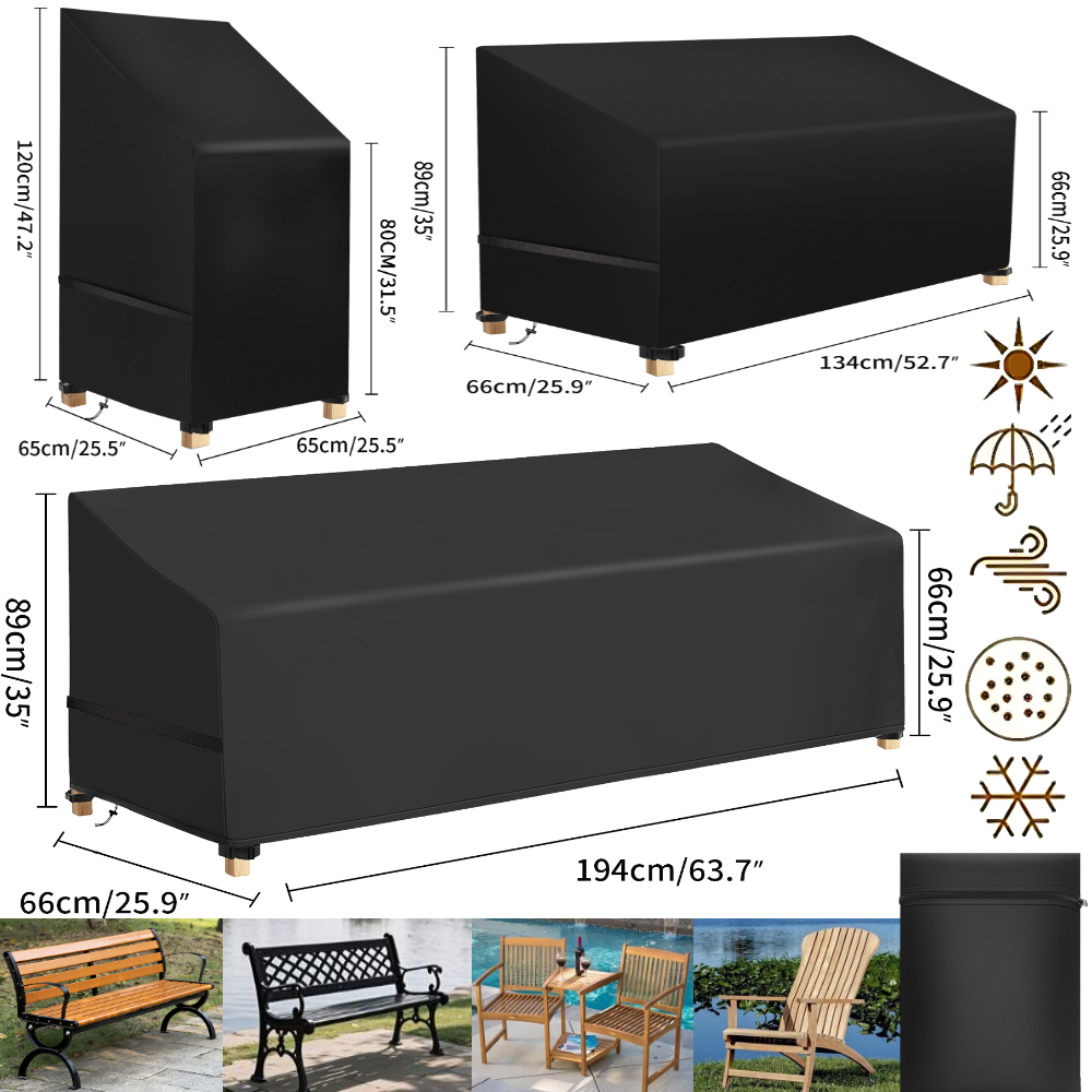 Outdoor Furniture Bench - Su geçirmez Veranda Sandalyesi Toz Örtüleri