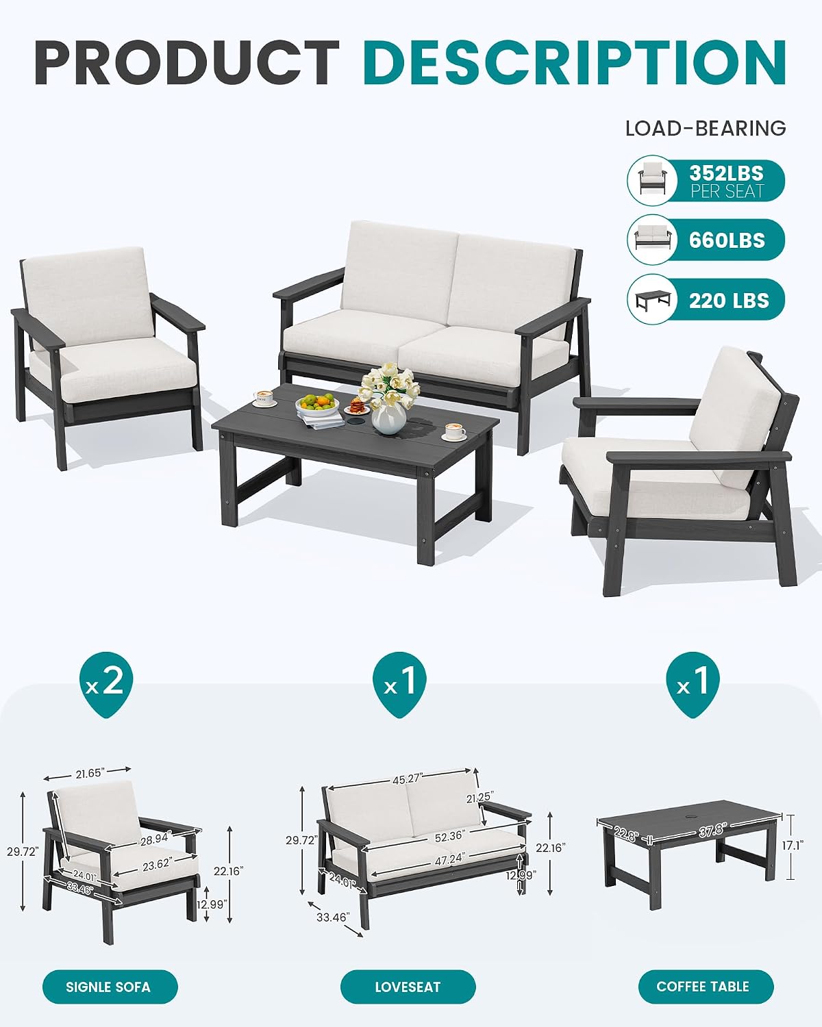 4 Parçalı HDPE Dış Mekan Mobil - Outdoor Furniture Hdpe incelemesi ve fiyatı